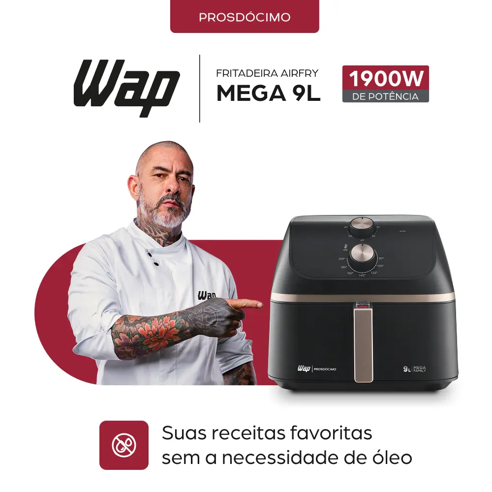 Fritadeira Elétrica 9l Wap Air Fryer Mega - Imagem 11