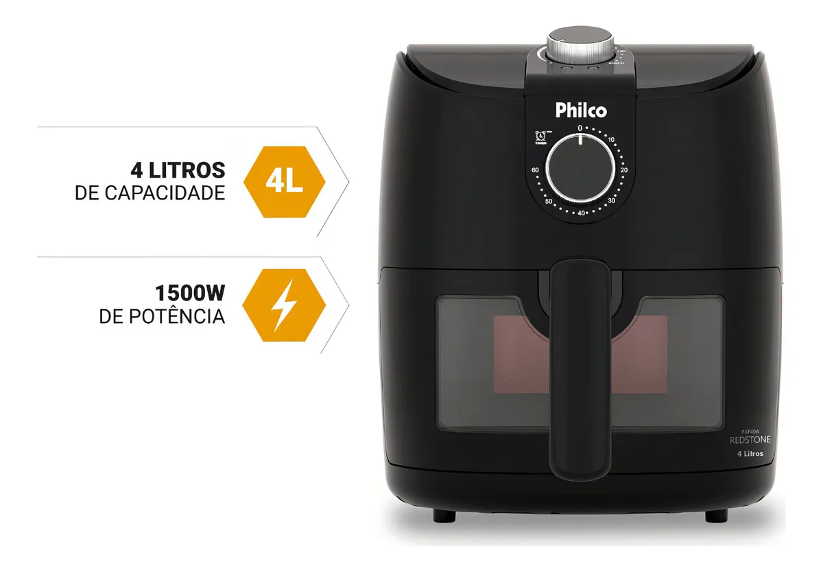 Fritadeira Air fryer philco 4l redstone 1500w paf40a Cor Preto