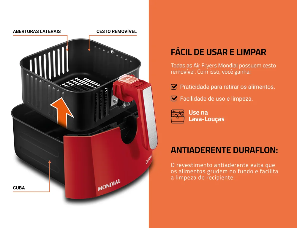 Fritadeira Sem Óleo Air Fryer 5L Mondial 1900W - AFN-50-RI - Imagem 11