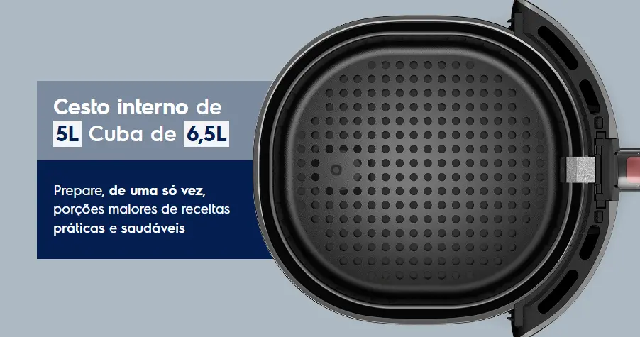 Air Fryer Fritadeira Sem Óleo Elétrica Electrolux 6,5l Family Cesto Removível Com Timer 1700w De Potência Eaf50 Grafite Efficient Por Rita Lobo - Imagem 10
