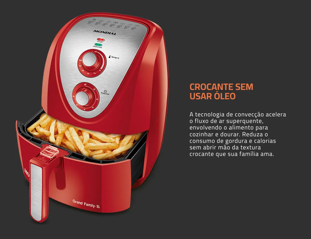 Fritadeira Sem Óleo Air Fryer 5L Mondial 1900W - AFN-50-RI