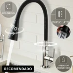 Torneira Gourmet Luxo Flexível Cozinha Bancada 2 Jatos Pia Cor Preto - Marca Camperluz