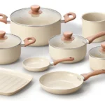 Jogo Com 8 Panelas Antiaderentes De Ceramica Terrara Bege - Oikos