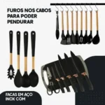 19 Peças Kit Utensilios Cozinha Tábua Em Silicone Espátula