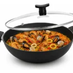 Wok 30 Frigideira Grande Paella Caçarola Teflon Antiaderente Cor Preto