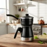 Cuscuzeiro Individual Duplex HT Alumínio Preto de 14 cm para Cuscuz a Vapor