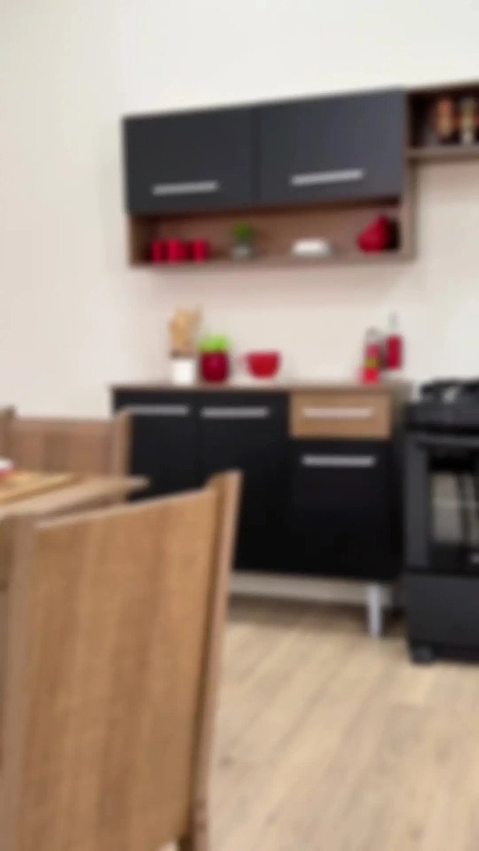 Armário de cozinha modulada completa compacta Emilly pop com armário e balcão cor rustic/preto GREM229002 - Imagem 2