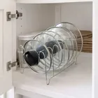 Suporte Organizador de Tampas Panela Pote Frigideira 6 Divisórias Aço Inox Cromado Boa Dica - Imagem 4