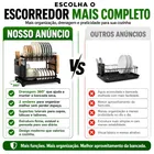 Escorredor De Louça Inoxidável 2 Andares Drenagem Automática Bandeja Grande 360º Organizador Pia Com Porta Pratos Tigelas Talheres Copos - Imagem 7