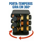 Porta-Tempero Giratório com 12 Potes de Vidro Preto - Imagem 2