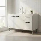 Gabinete de Pia 1,20 Balcão de Cozinha Multiuso 3 Portas Armário de Pia Armário de Cozinha 120x80x52cm Organizador para Pia Cor Branco Ideal para cozinha compacta e área de serviço Porta Panela Branco - Imagem 10