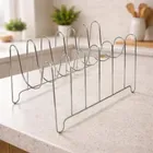 Suporte Organizador de Tampas Panela Pote Frigideira 6 Divisórias Aço Inox Cromado Boa Dica - Imagem 5