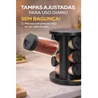 Porta Temperos Condimentos 9 Unidades Potes Vidro Base Giratória Preto Organizador Cozinha Dosador Sólar - Imagem 8