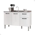 Gabinete de Pia 1,20 Balcão de Cozinha Multiuso 3 Portas Armário de Pia Armário de Cozinha 120x80x52cm Organizador para Pia Cor Branco Ideal para cozinha compacta e área de serviço Porta Panela Branco - Imagem 2