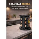 Porta Temperos Condimentos 9 Unidades Potes Vidro Base Giratória Preto Organizador Cozinha Dosador Sólar - Imagem 2
