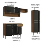 Armário de cozinha modulada completa compacta Emilly pop com armário e balcão cor rustic/preto GREM229002 - Imagem 6