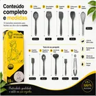 Conjunto Kit Utensílios De Cozinha Silicone X-Matte 10 Peças Não Risca Panela Antiaderente Espátula Concha Escumadeira Resistente Ao Calor Livre BPA Cinza Cinza-escuro - Imagem 4