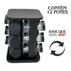 Porta-Tempero Giratório com 12 Potes de Vidro Preto - Imagem 6