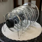Suporte Organizador de Tampas Panela Pote Frigideira 6 Divisórias Aço Inox Cromado Boa Dica - Imagem 3