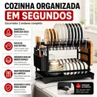 Escorredor De Louça Inoxidável 2 Andares Drenagem Automática Bandeja Grande 360º Organizador Pia Com Porta Pratos Tigelas Talheres Copos - Imagem 5