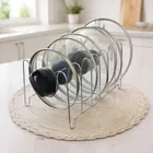 Suporte Organizador de Tampas Panela Pote Frigideira 6 Divisórias Aço Inox Cromado Boa Dica - Imagem 9