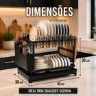 Escorredor De Louça Inoxidável 2 Andares Drenagem Automática Bandeja Grande 360º Organizador Pia Com Porta Pratos Tigelas Talheres Copos - Imagem 2