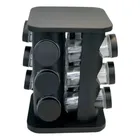 Porta-Tempero Giratório com 12 Potes de Vidro Preto - Imagem 4