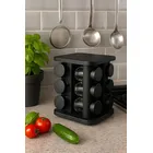 Porta Temperos Giratório 360° 12 Potes Vidro 85ml Tampa Inox Organizador Condimentos Cozinha Suporte Temperos Bancada Mesa Porta Condimento Premium - Imagem 2
