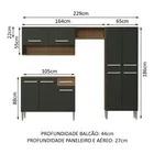 Armário de cozinha modulada completa compacta Emilly pop com armário e balcão cor rustic/preto GREM229002 - Imagem 5