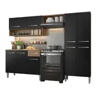 Armário de cozinha modulada completa compacta Emilly pop com armário e balcão cor rustic/preto GREM229002 - Imagem 3