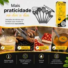 Conjunto Kit Utensílios De Cozinha Silicone X-Matte 10 Peças Não Risca Panela Antiaderente Espátula Concha Escumadeira Resistente Ao Calor Livre BPA Cinza Cinza-escuro - Imagem 2