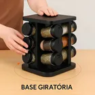 Porta Temperos Giratório 360° 12 Potes Vidro 85ml Tampa Inox Organizador Condimentos Cozinha Suporte Temperos Bancada Mesa Porta Condimento Premium - Imagem 4